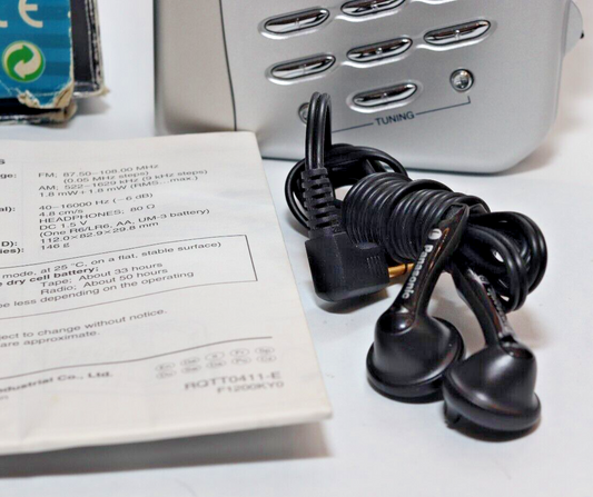 REFURBISHED - Panasonic Radio/Cassette Player RQ-E27V - In Original Box , Headphones and Documents. Serial Number: BD1JA008262 - (Fully Operational)